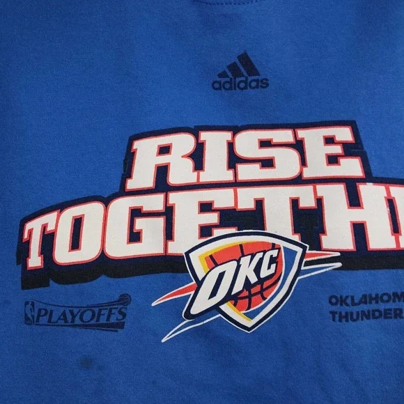Adidas Men's Adult Sz 3X Tee Shirt T Blue OKC Thunder Basketball Athletic Casual - Picture 4 of 9